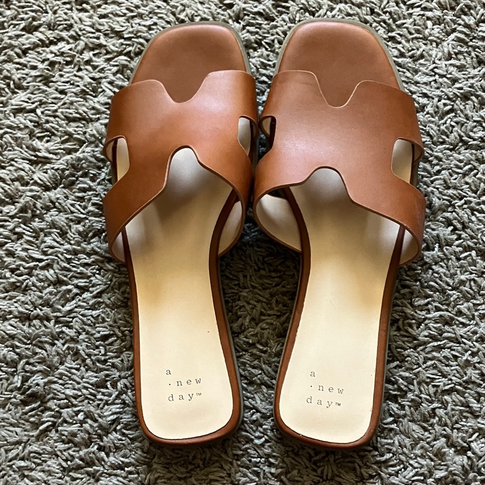A New Day Women's Brown Slide Sandals